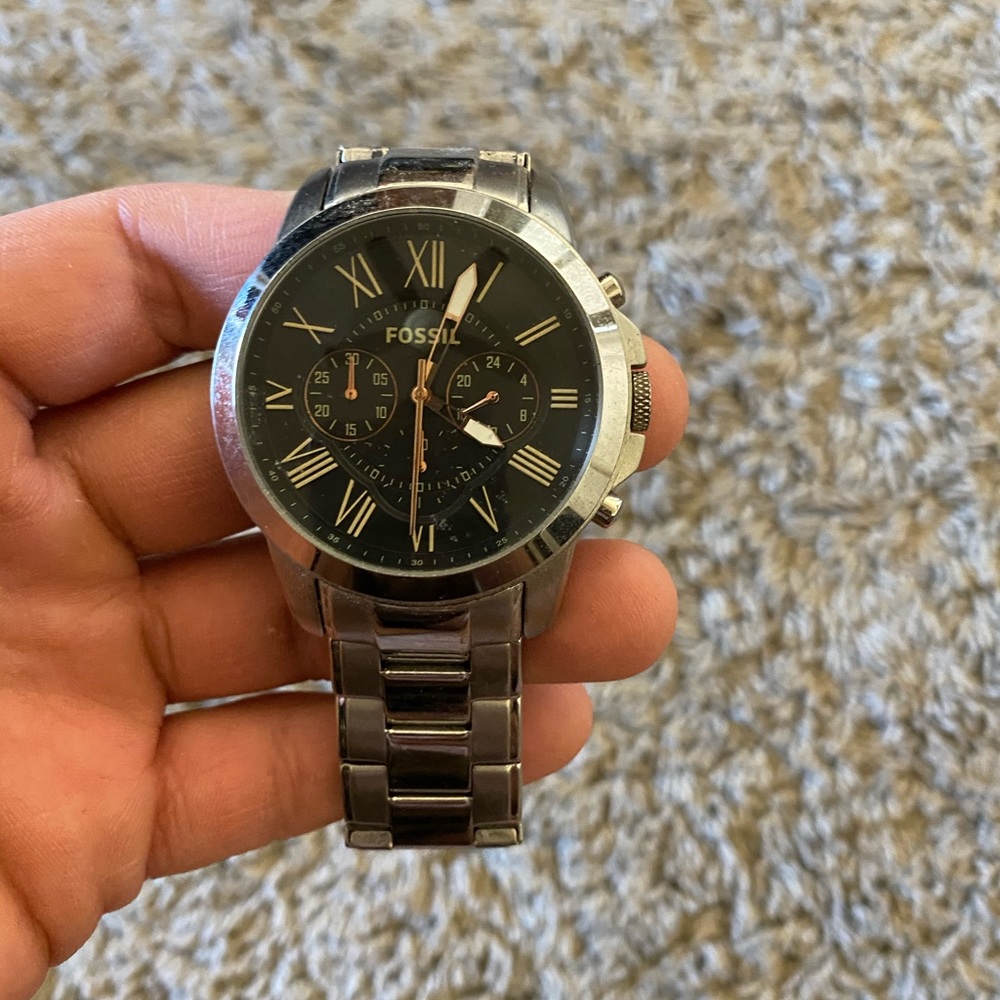 Silver fossil watch